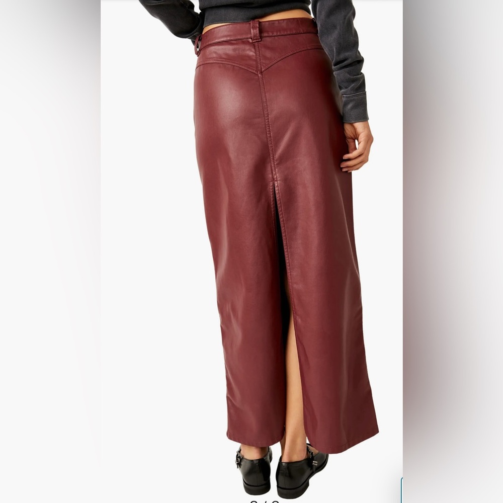 Free People City Slicker Faux Leather Maxi Skirt - Red Jasper - NWT - 6 - Picture 2 of 7